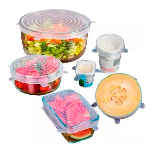 Kit de Tampas de Silicone Reutilizável Universal Elástica