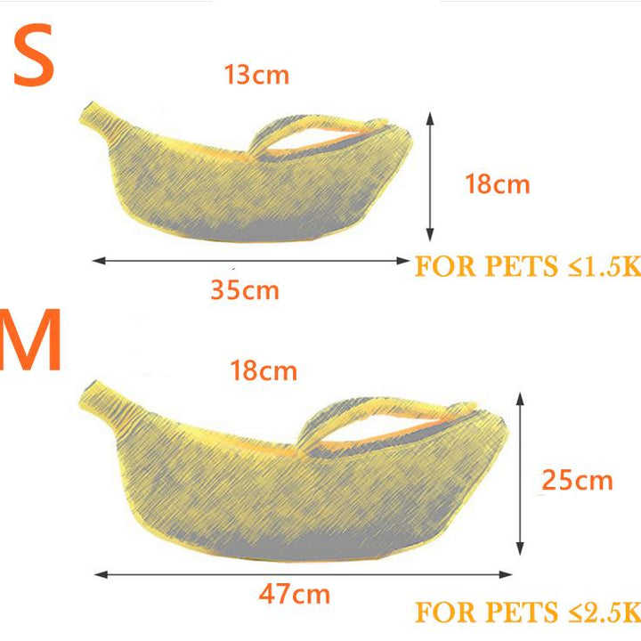 Casa cama em forma de banana quente e aconchegante para animais de estimação.